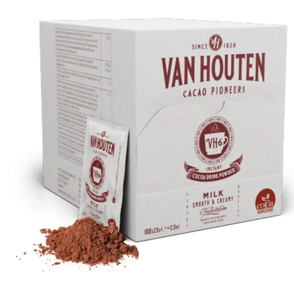 CHOCOLAT EN POUDRE VH6 14,7% CACAO - 100 X 23 G - VAN HOUTEN