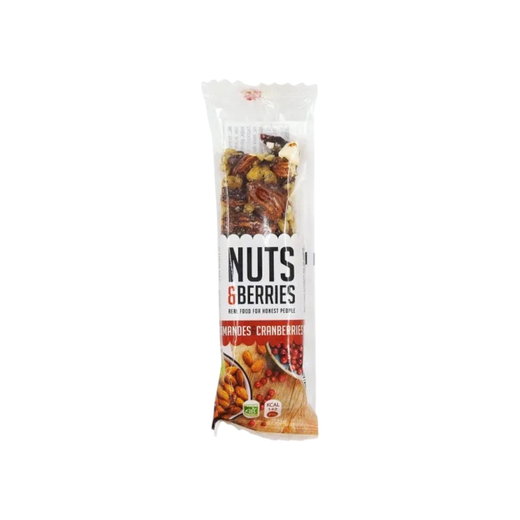 BARRE CÉRÉALES AMANDES & CRANBERRY | BIO - 30 G - Par 15 - NUTS & BERRIES