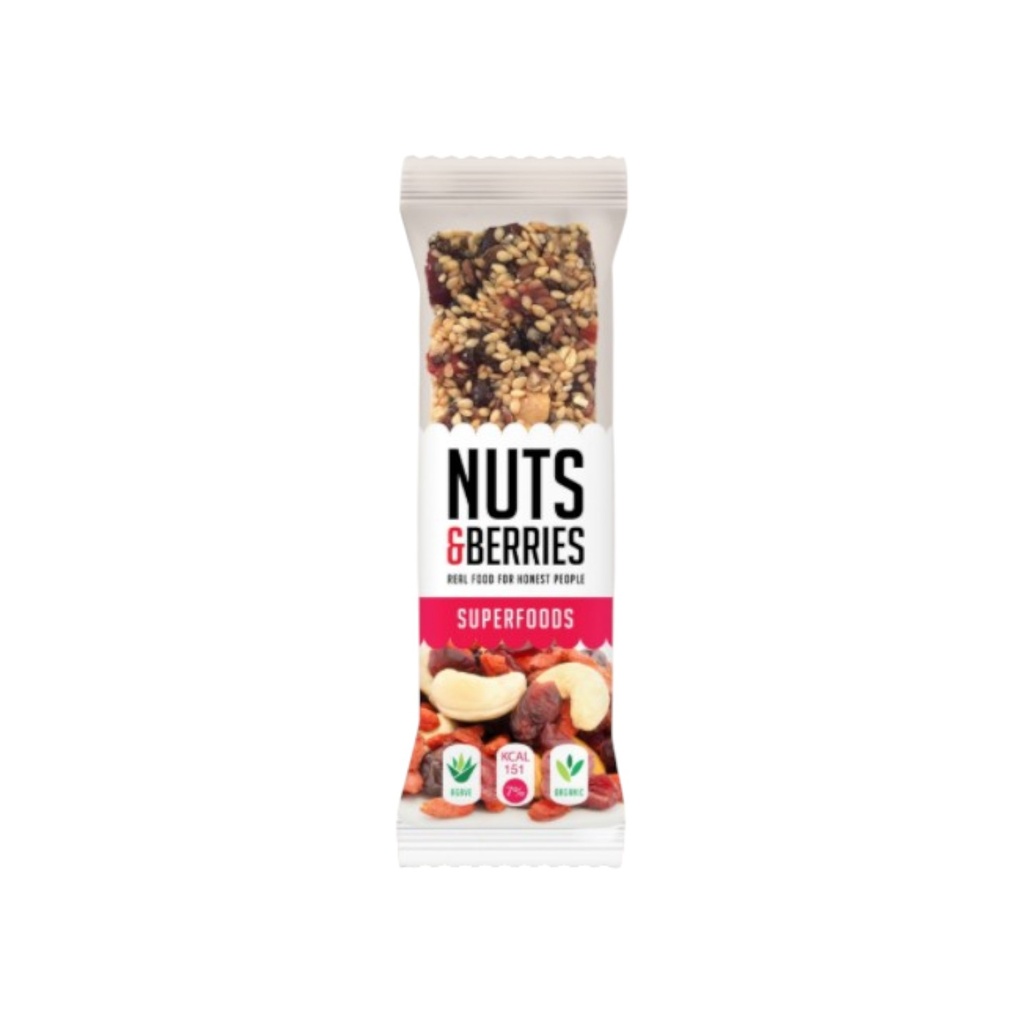 BARRE CÉRÉALES SUPERFRUITS | BIO - 40 G - Par 15 - NUTS & BERRIES