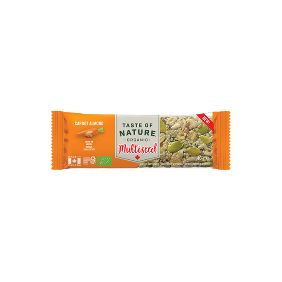 BARRE MULTIGRAINES CAROTTE AMANDE - BIO - 40 G - PAR 16 - TASTE OF NATURE