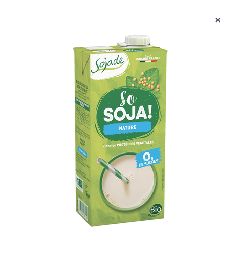 [LAI-1525] BOISSON SOJA NATURE UHT - BIO | VEGAN - 1 L - PAR 8 - SOJADE
