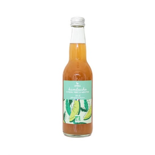 [BIF-1536] KOMBUCHA CITRON VERT - MENTHE  - BIO - 33CL - PAR 12- ATIKA