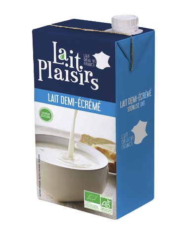 [LAI-LAI-177-1390] LAIT PLAISIRS DEMI-ECREME AVEC BOUCHON | BIO - 1 L - Par 6