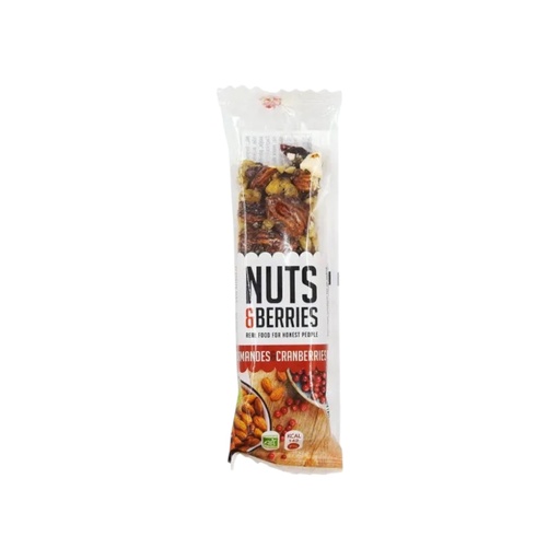 [SNE-BAR-001-0933] BARRE CÉRÉALES AMANDES & CRANBERRY | BIO - 30 G - Par 15 - NUTS & BERRIES