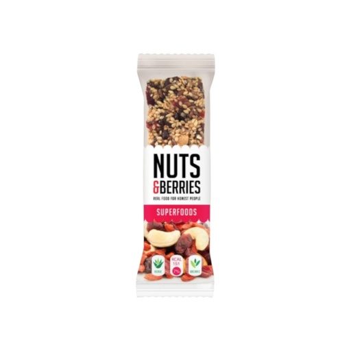 [SNE-BAR-001-0932] BARRE CÉRÉALES SUPERFRUITS | BIO - 40 G - Par 15 - NUTS & BERRIES