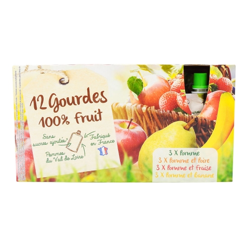 [SNE-1623] GOURDE COMPOTE DE POMME ET FRUITS SANS SUCRES AJOUTÉS - 90 G - PAR 12